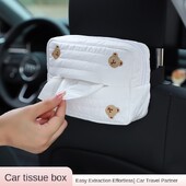 Animacinio audinio automobilinė servetėlių dėžutė Automobilio sėdynės atloše pakabinama popierinė dėžutė daugiafunkciniai automobilio salono reikmenys