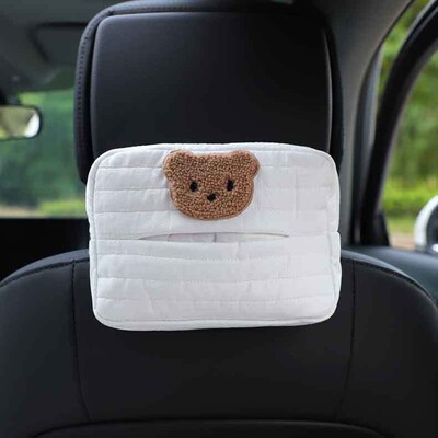 Animacinio audinio automobilinė servetėlių dėžutė Automobilio sėdynės atloše pakabinama popierinė dėžutė daugiafunkciniai automobilio salono reikmenys