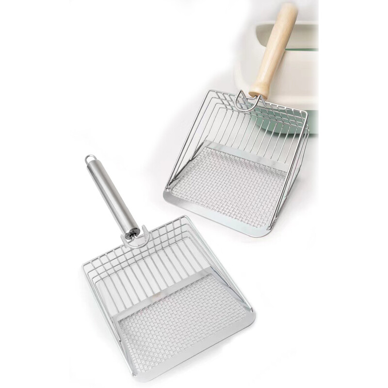 Naminių gyvūnėlių valymo įrankis Nerūdijančio plieno, plaunamas Patogus kačių kraiko nerūdijančio plieno kastuvas patvarios rankenos naminių gyvūnėlių išmatų kastuvas