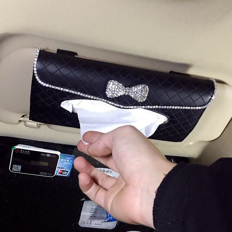 Rhinestone Crystal auto salvešu kastītes dvieļu komplekti auto saulessargu salvešu kastītes turētājs Auto iekšpuses noliktavas apdares auto aksesuāri