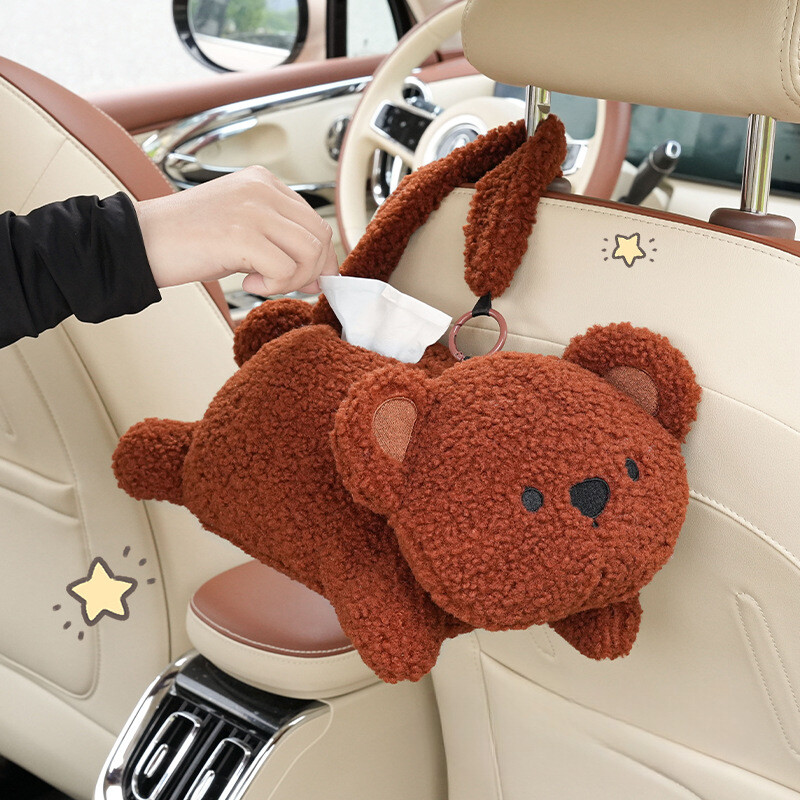 Autós zsebkendős doboz Aranyos állati plüss baba Autósülés háttámlára akasztós papírdoboz Kreatív autós papírzsebkendő