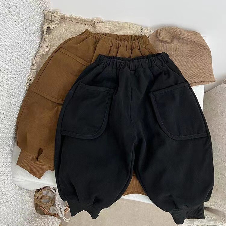 Retro vaikiškos laisvalaikio kelnės Laisvos Patogūs Kombinezonai Kelnės berniukams Mergaitėms Ridikėlių kelnės pavasario ruduo Storos kūdikių kelnės