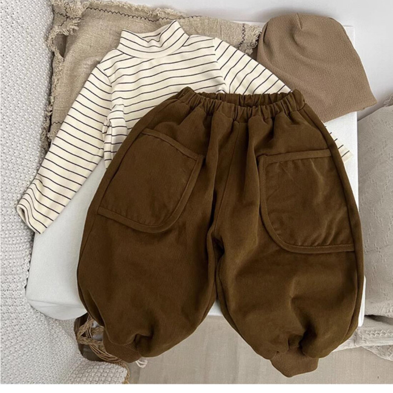 Retro vaikiškos laisvalaikio kelnės Laisvos Patogūs Kombinezonai Kelnės berniukams Mergaitėms Ridikėlių kelnės pavasario ruduo Storos kūdikių kelnės
