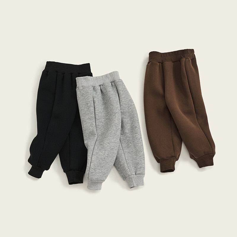 Ins Sügis Talv Laste Püksid Puuvill Paks fliis Beebipoistele Jooksupüksid Solid vabaaja Ruched väikelaste Poistele Spordipüksid