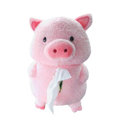 Κουτί χαρτομάντηλου αυτοκινήτου Αξιολάτρευτο βελούδινο σε σχήμα ζώου Lovely Pig Κρεμαστό χάρτινο κουτί για χαρτομάντηλο Θήκη χαρτοπετσέτας Αξεσουάρ αυτοκινήτου