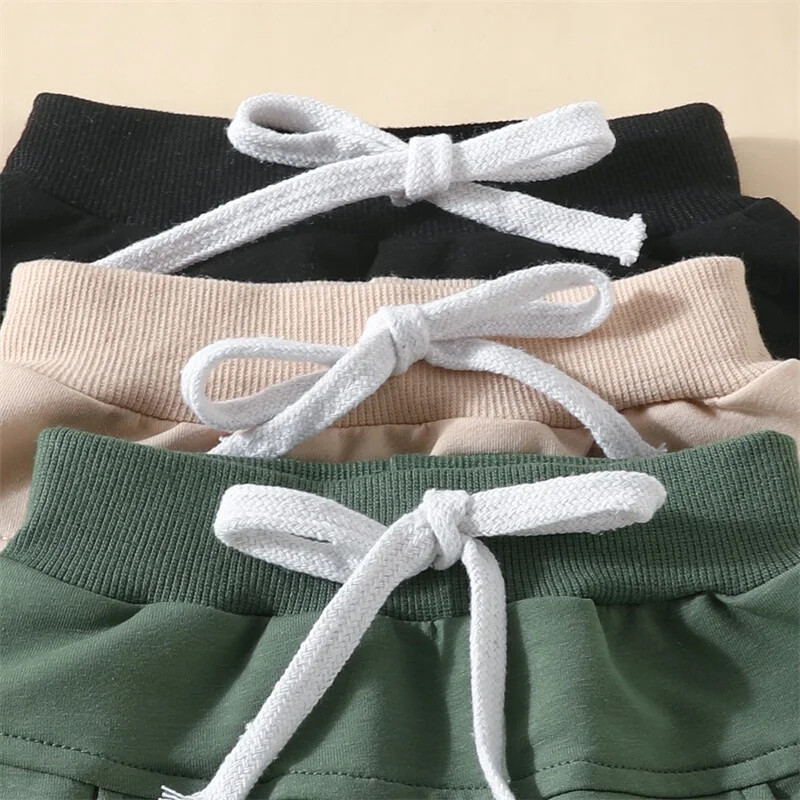 Naujagimių berniukų kelnės, 3 vienetų, vienspalvės, minkštos berniukų apatinės kelnės su raišteliu