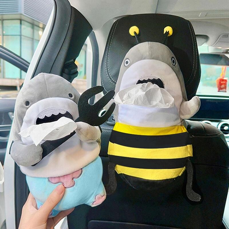 Automobilinis pliušinių audinių laikiklis Juokingas mielas ryklio tualetinio popieriaus dėžutė Automobilio interjero aksesuarai Animacinių filmų gyvūnų servetėlių popieriaus dozatorius Dovana