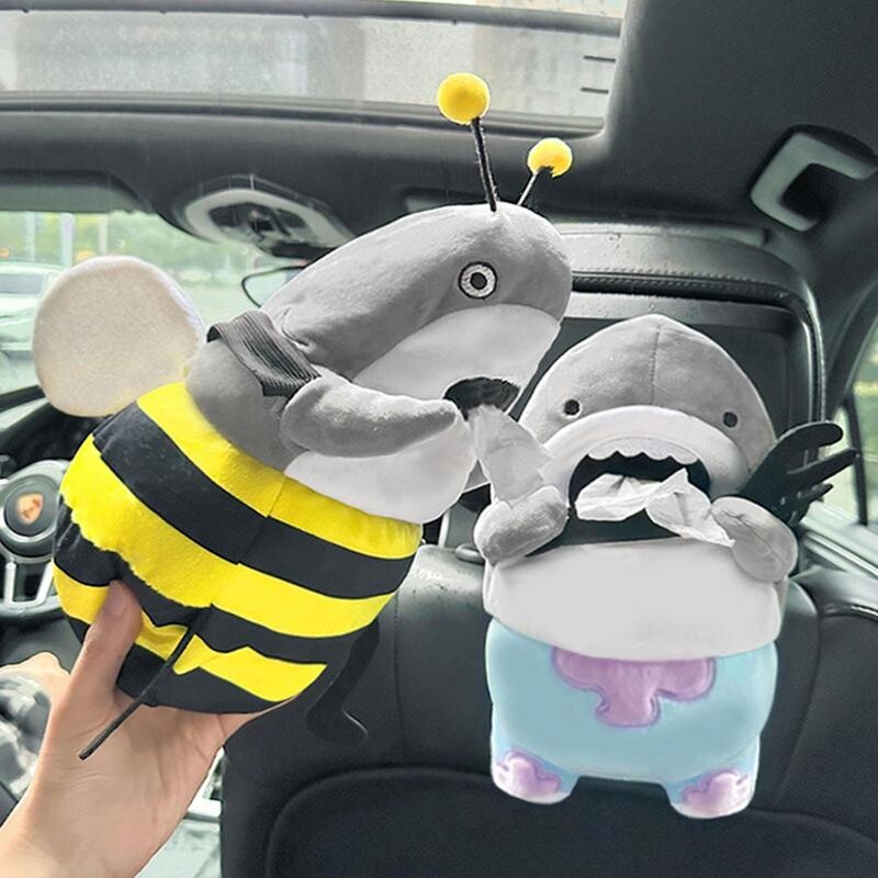 Automobilinis pliušinių audinių laikiklis Juokingas mielas ryklio tualetinio popieriaus dėžutė Automobilio interjero aksesuarai Animacinių filmų gyvūnų servetėlių popieriaus dozatorius Dovana