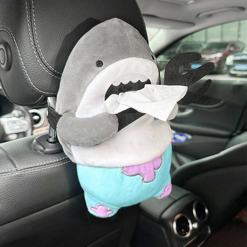 Automobilinis pliušinių audinių laikiklis Juokingas mielas ryklio tualetinio popieriaus dėžutė Automobilio interjero aksesuarai Animacinių filmų gyvūnų servetėlių popieriaus dozatorius Dovana