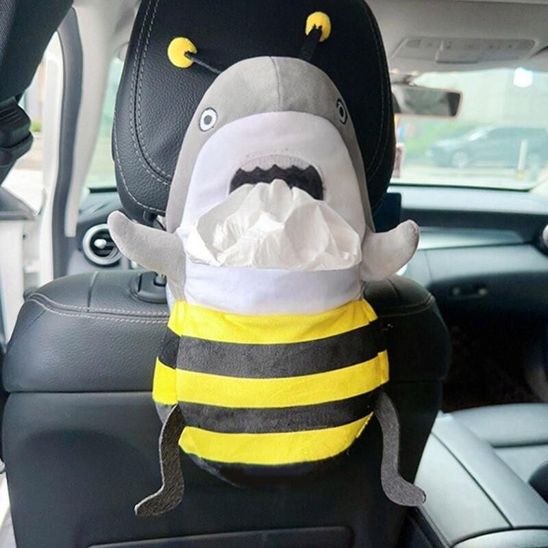 Automobilinis pliušinių audinių laikiklis Juokingas mielas ryklio tualetinio popieriaus dėžutė Automobilio interjero aksesuarai Animacinių filmų gyvūnų servetėlių popieriaus dozatorius Dovana