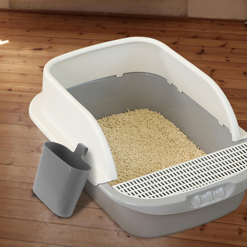 Kačių kraiko kastuvo laikiklis naminių gyvūnėlių kraiko kastuvo stovas Universalus kačių kraiko dėžutės pakabinamas kastuvo laikiklis Valymo laikymo priedai Pilka