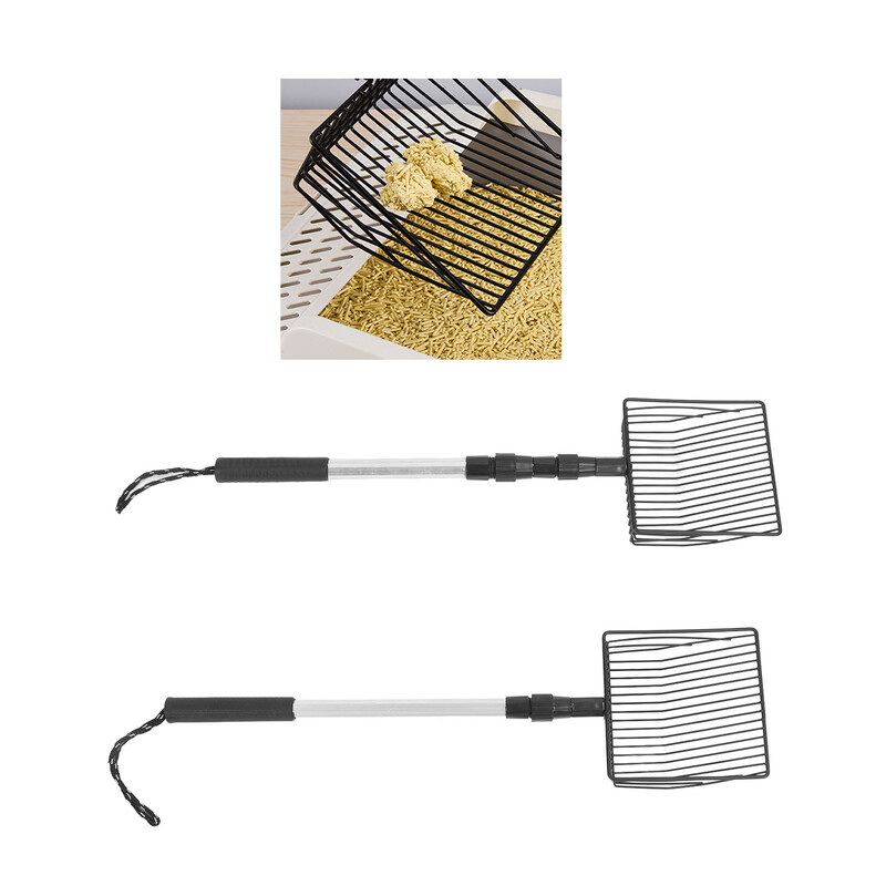 Lunetă extensibilă pentru așternut pentru pisici Ușoară, versatilă, cu ecran fin, cu mâner lung, din metal, pentru caca pentru găini, lopată pentru găini