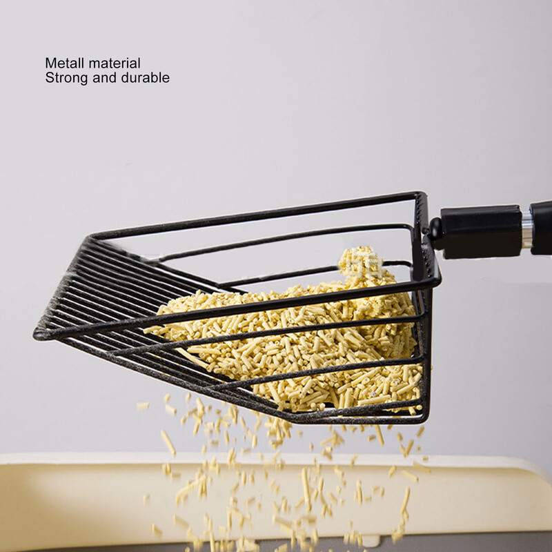 Lunetă extensibilă pentru așternut pentru pisici Ușoară, versatilă, cu ecran fin, cu mâner lung, din metal, pentru caca pentru găini, lopată pentru găini