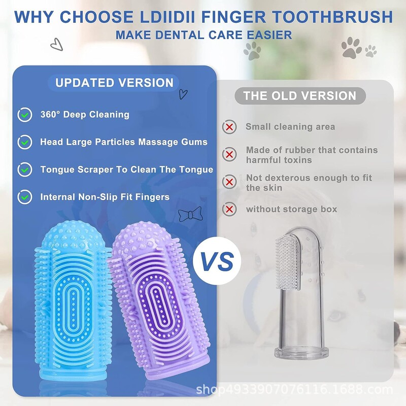 Câine super moale pentru animale de companie Periuță de dinți pentru degete Curățarea dinților Îngrijirea respirației urâte Netoxice Instrument pentru perie de dinți din silicon pentru câine, pisica, consumabile