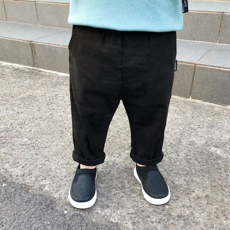 Baby Boy puuvillased vabaaja püksid 0-7 aastat kevad-sügis lapsed lapsed püksid elastne vöökoht sirge/Harlan mitmes stiilis
