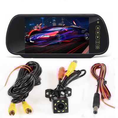 Ecran LCD TFT de 7 inchi Monitor pentru mașină Oglindă retrovizoare Monitor pentru parcare marșarier + Cameră retrovizoare nocturnă