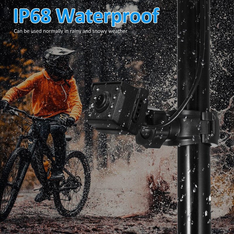 Kormánykerékpár tükör, 1080P kerékpár tolatókamera 4,3 hüvelykes monitorral, 8 LED-es éjszakai látás, 150°-os széles látószögű forgatható konzol