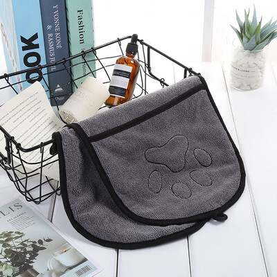 Naminių gyvūnėlių rankšluostis greitai išdžiūsta šunų rankšluostis, vonios chalatas, minkštas pluoštas, sugeriantis kačių rankšluostis Patogus naminių gyvūnėlių valymui.