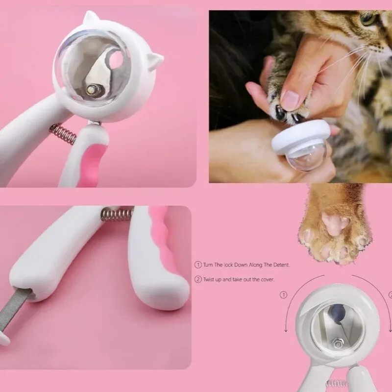 1 vnt. naujos naminių gyvūnėlių nagų kirpimo mašinėlės, profesionali šunų ir kačių nagų kirpimo mašinėlė nuo purslų su paslėpta nagų dilde, naminių gyvūnėlių priežiūros reikmenys