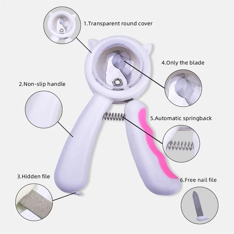 1 vnt. naujos naminių gyvūnėlių nagų kirpimo mašinėlės, profesionali šunų ir kačių nagų kirpimo mašinėlė nuo purslų su paslėpta nagų dilde, naminių gyvūnėlių priežiūros reikmenys
