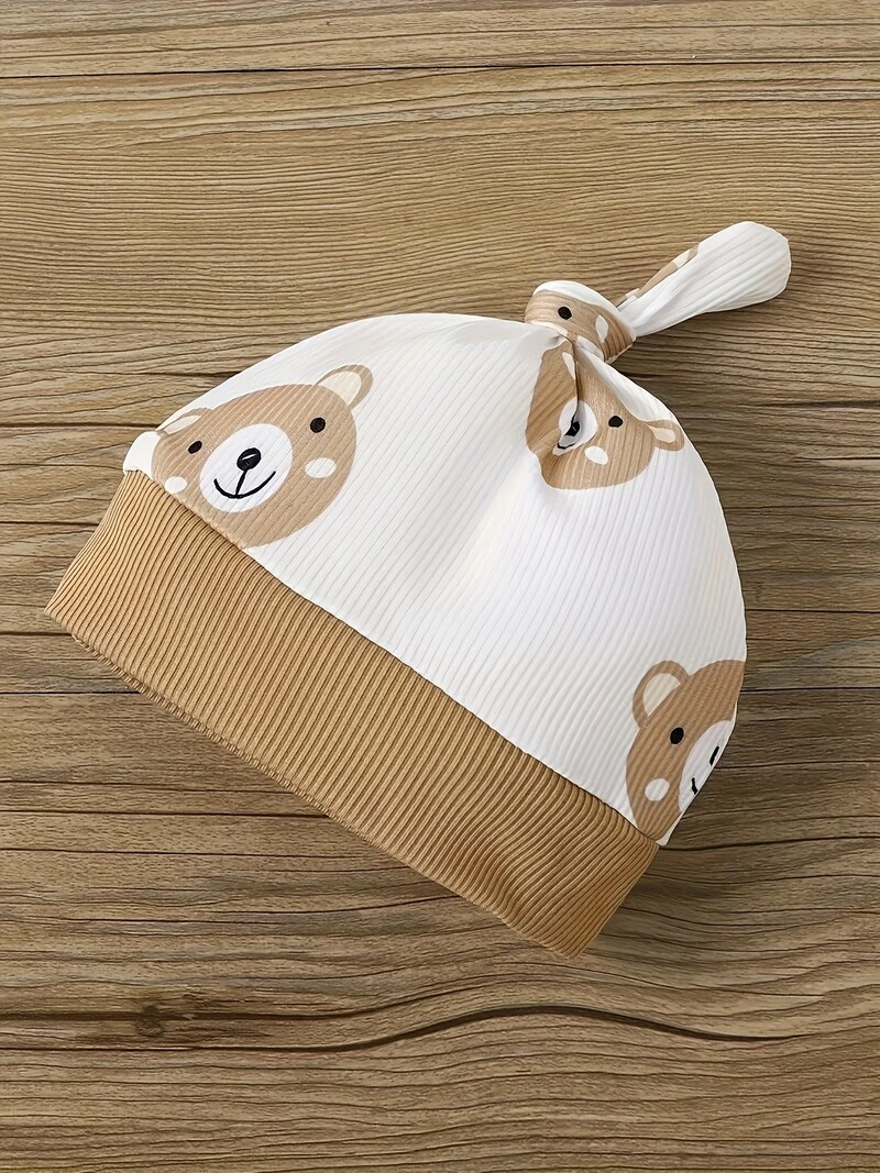 Pārrobežu jaundzimušā zēna pavasara un rudens stila soma ar kapuci karikatūras lāča apdrukas uzvalks trīsdaļīgs uzvalks