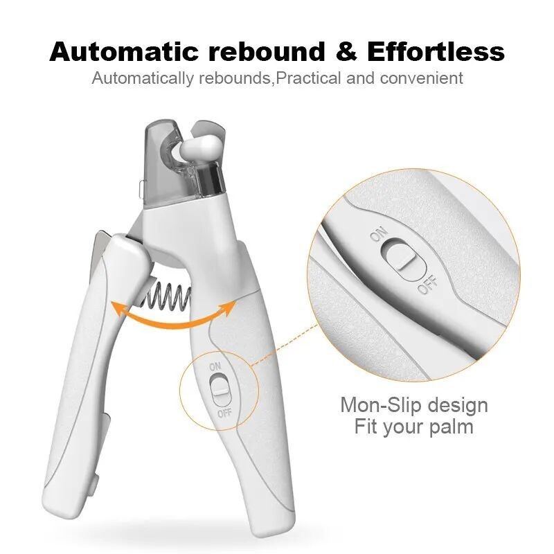 Mājdzīvnieku nagu grieznes ar gaismu suņiem un kaķiem — uzlādējama, vienkārša un droša apgriešana ar precīziem asmeņiem un LED gaismu