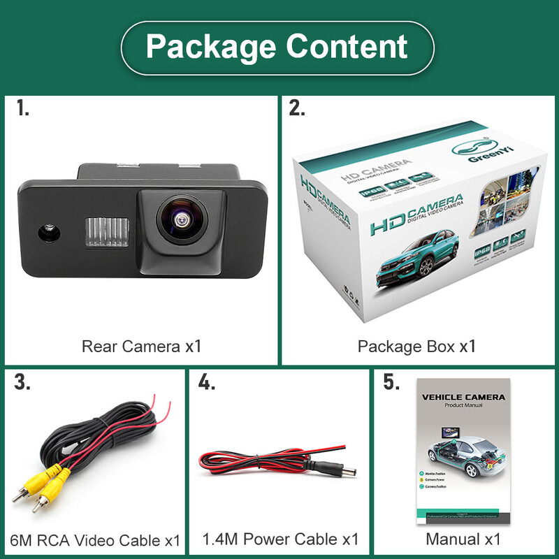 GreenYi 170 grade 1920*1080P HD AHD Cameră de vedere spate pentru vehicul cu viziune de noapte pentru AUDI A3 S3 A4 S4 A6 A6L S6 A8 S8 RS4 RS6 Q7