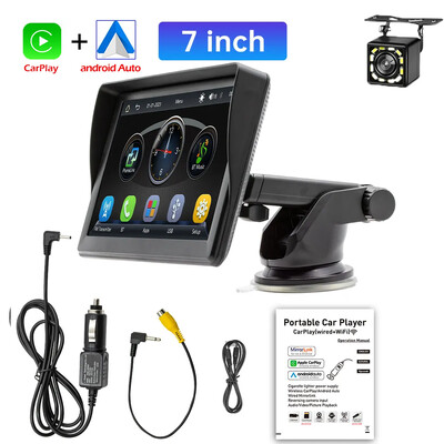 Gearelec automobilio radijo multimedijos vaizdo grotuvas Belaidis CarPlay Android Auto 7 colių jutiklinis ekranas su USB AUX FM galinio vaizdo kamerai