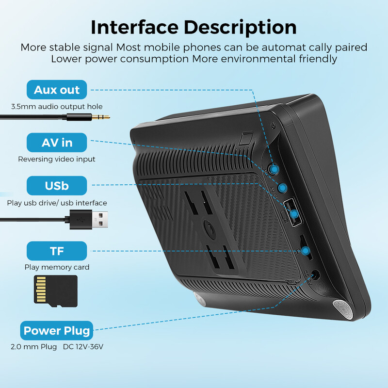 Gearelec automobilio radijo multimedijos vaizdo grotuvas Belaidis CarPlay Android Auto 7 colių jutiklinis ekranas su USB AUX FM galinio vaizdo kamerai