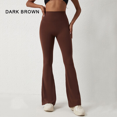 DIAS FIT JOY Persiku platās bikses sieviešu jogai ar augstu vidukli un gurnus paceļamas šauras bikses platas fitnesa bikses ātri žūstošas