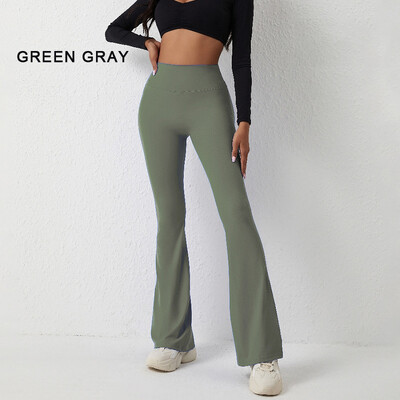 DIAS FIT JOY Persiku platās bikses sieviešu jogai ar augstu vidukli un gurnus paceļamas šauras bikses platas fitnesa bikses ātri žūstošas