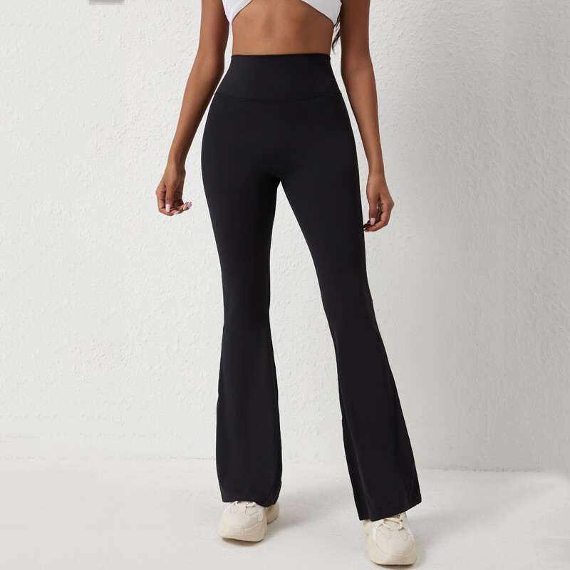 DIAS FIT JOY Persiku platās bikses sieviešu jogai ar augstu vidukli un gurnus paceļamas šauras bikses platas fitnesa bikses ātri žūstošas