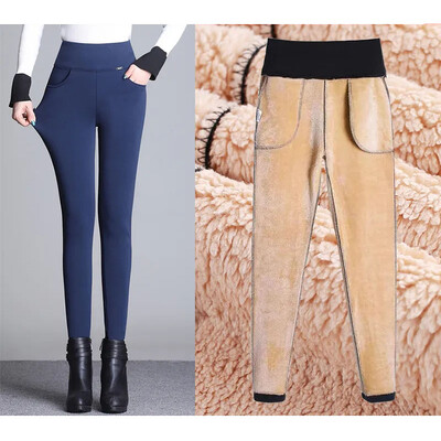 Divat vastag polár vékony nadrág nagy méretű 6xl kasmír téli női leggings irodai plusz bársony magas derekú ceruza pantalones