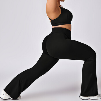 Sportswear Woman Gym Plus Size Yoga Flared Ψηλόμεση Αναπνεύσιμο Φαρδύ Παντελόνι Γυμναστήριο Sports Slim Flared στενό παντελόνι Παντελόνι χορού