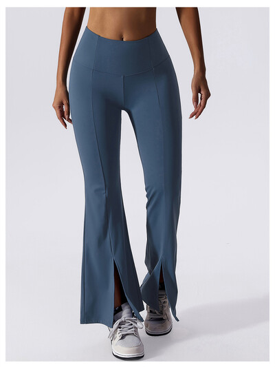 Sieviešu jogas bikses ar augstu vidukli Sporta fitnesa dejas ikdienišķas bikses ar zvana dibenu, platas bikses sievietēm sporta zālē, seksīgi elpojošas