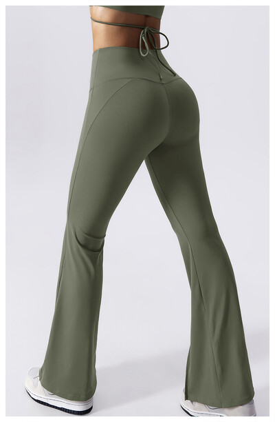 Sieviešu jogas bikses ar augstu vidukli Sporta fitnesa dejas ikdienišķas bikses ar zvana dibenu, platas bikses sievietēm sporta zālē, seksīgi elpojošas