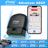 XTOOL Advancer AD20 Mini Bluetooth 5.0 Scaner OBD2 Funcții complete obd2 Instrument de scanare pentru diagnosticare auto Citiți/Șterge codul de eroare Universal