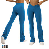 Moterų Yoga Flare Kelnės Didelio dydžio Bell Bottom Kelnės Sportinės Besiūlės V Cross High Waist Treniruotės Sportiniai Apranga Sporto Kelnės Sporto Kelnės