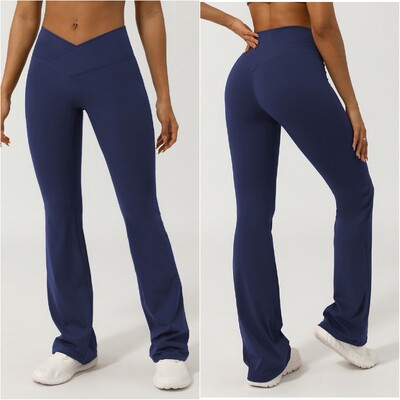 Moterų Yoga Flare Kelnės Didelio dydžio Bell Bottom Kelnės Sportinės Besiūlės V Cross High Waist Treniruotės Sportiniai Apranga Sporto Kelnės Sporto Kelnės
