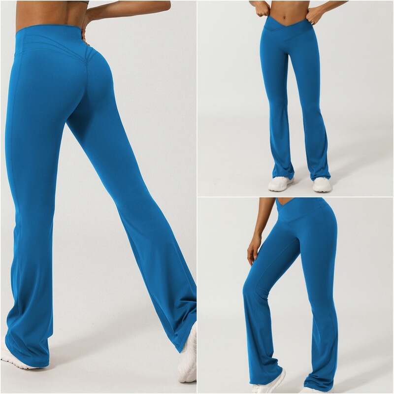 Moterų Yoga Flare Kelnės Didelio dydžio Bell Bottom Kelnės Sportinės Besiūlės V Cross High Waist Treniruotės Sportiniai Apranga Sporto Kelnės Sporto Kelnės