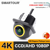 SMARTOUR 4K 180 kraadi kalasilmobjektiiviga auto tahavaatekaamera Full HD öönägemine tagurpidi AHD 1080P kalasilm sõiduki parkimiskaamera