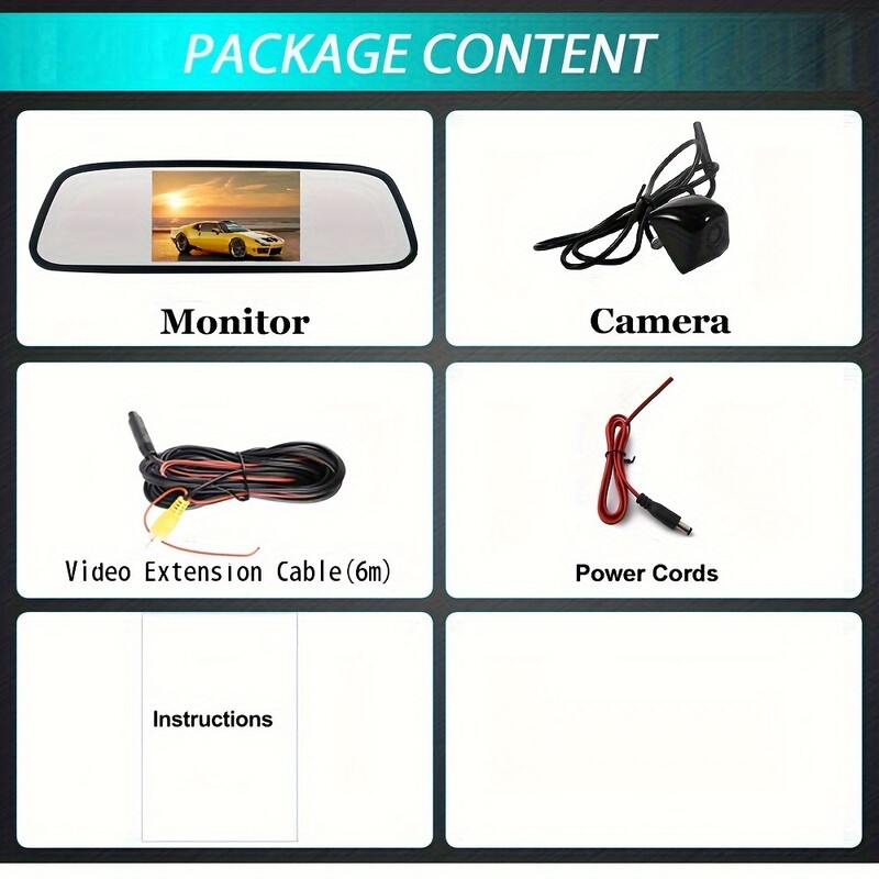 Резервна камера с монитор Система за резервна камера за кола Камера за обратно виждане с 4,3-инчов монитор Безопасно паркиране