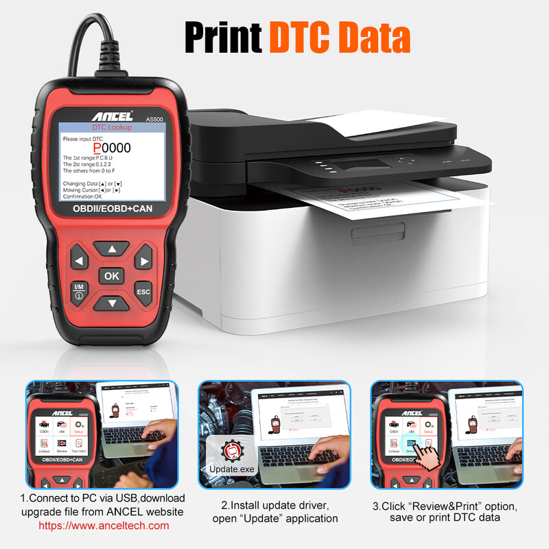 Scaner Ancel AS500 OBD2 Verificați motorul Cititor de coduri auto OBD 2 multilingv Instrument de diagnosticare auto Actualizare gratuită PK KW850