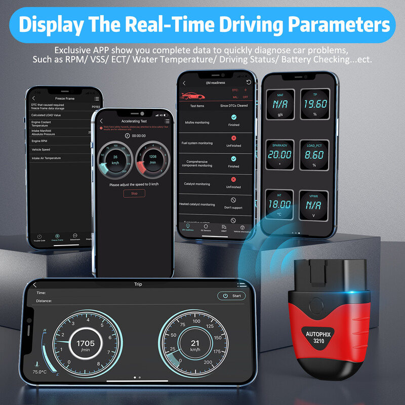 AUTOPHIX 3210 Scaner Bluetooth OBD2 pentru mașină Instrumente de diagnosticare OBD2 Cititoare de coduri automate Test de performanță Verificare profesională a bateriei