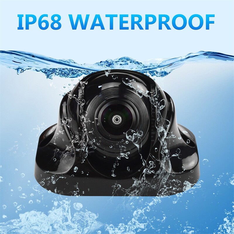 Automobilio AHD 1080P šoninio tvirtinimo atbulinės eigos kamera su naktinio matymo universalaus tvirtinimo atsarginėmis kameromis 9–35 V, skirta sunkvežimiams RV, priekaboms, furgonams