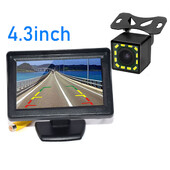 Automašīnas atpakaļskata kamera ar vai monitoru 4,3 collu ekrāns TFT LCD displejs HD digitālais krāsu PAL NTSC stāvēšanai atpakaļgaitā
