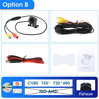 Automobilio kamera Transporto priemonės galinis 175° AHD 1080P Atbulinės eigos juodas žuvies akies objektyvas naktinio matymo atsarginė parkavimo pagalba Atsparus vandeniui universalus