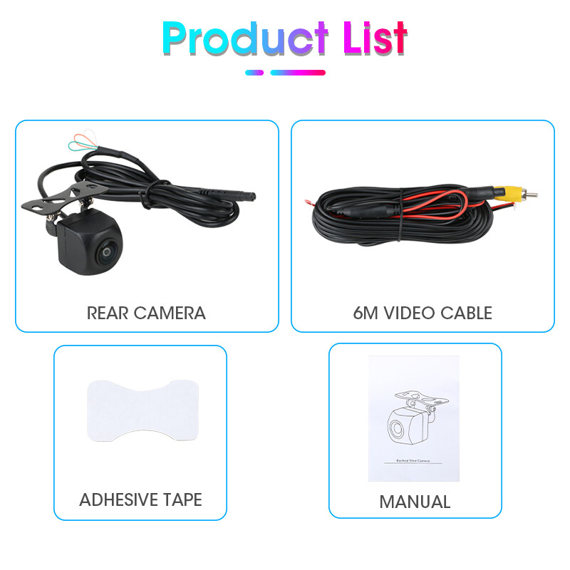 Automobilio kamera Transporto priemonės galinis 175° AHD 1080P Atbulinės eigos juodas žuvies akies objektyvas naktinio matymo atsarginė parkavimo pagalba Atsparus vandeniui universalus