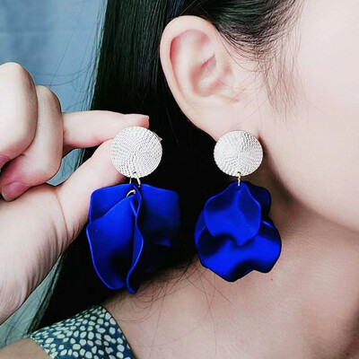 Korėjos gėlių nuleidžiami auskarai moterims Rožinės rožinės spalvos Vintažinis žiedlapis ilgai kabantys auskarai Mėnesio dovanos Priedai 2023 m.