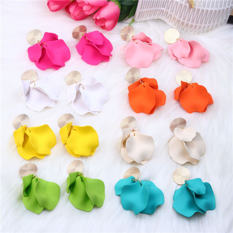 Korėjos gėlių nuleidžiami auskarai moterims Rožinės rožinės spalvos Vintažinis žiedlapis ilgai kabantys auskarai Mėnesio dovanos Priedai 2023 m.